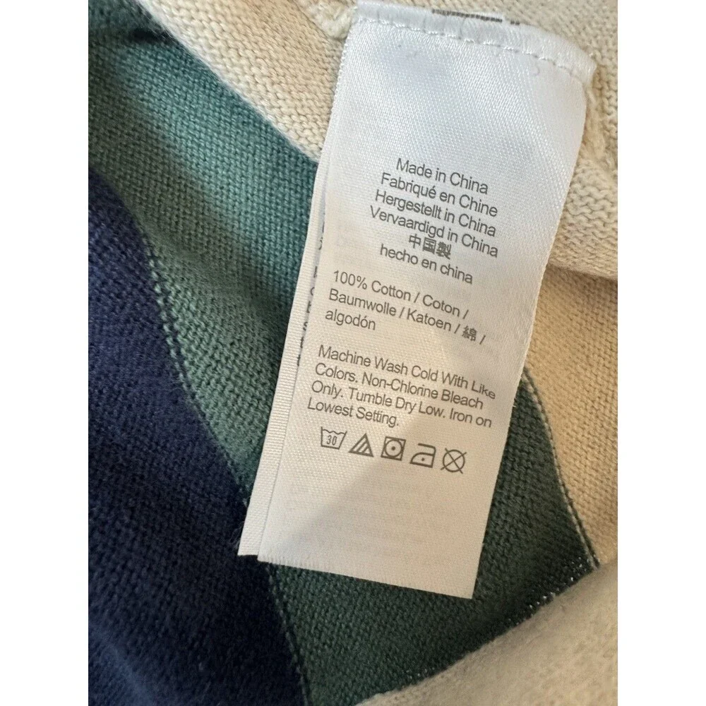 J Crew Men’s Striped Sweater Polo Short Sleeve Button Up Shirt Size Large